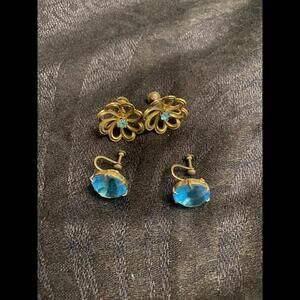 Vintage Floral and Gemstone Earrings Set